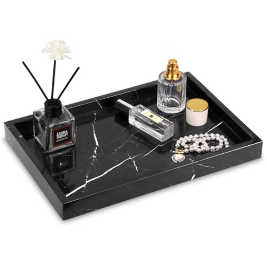 Home For Bathroom - Marble Bathroom Vanity Tray, Natural Luxury