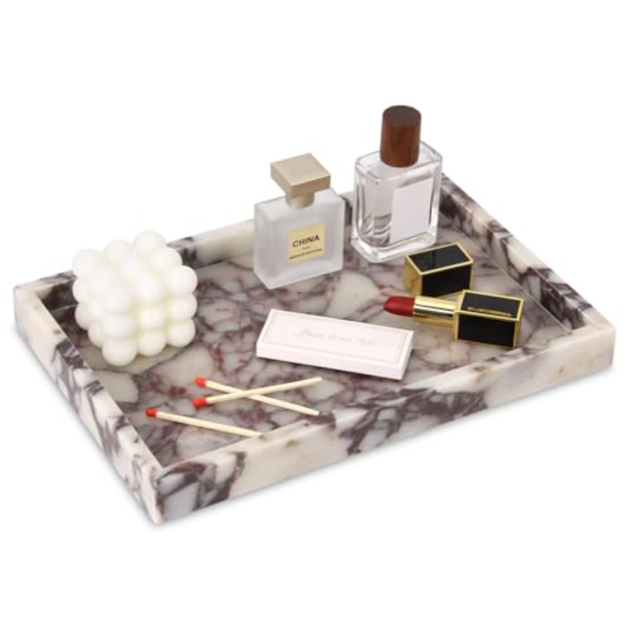 Home For Bathroom - Marble Bathroom Vanity Tray, Natural Luxury