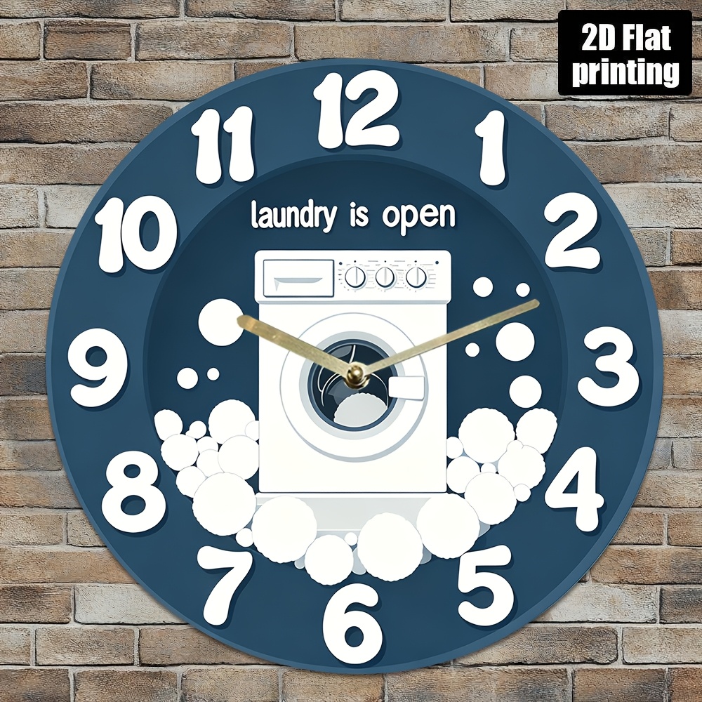 Home For Bathroom - 1pc Noiseless Hanging Clock, with Laundry