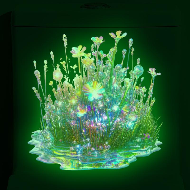 Jet Home Bathroom - Glow-in-the-Dark Flower Plant Toilet Sticker Colorful