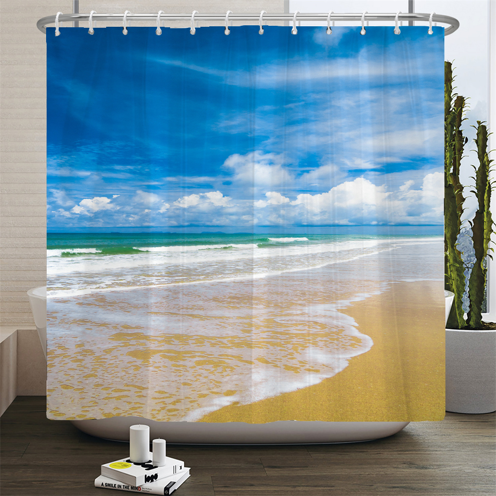 3d Beach Scenery Shower Curtai - đánh giá và giá Shower Curtain Liner