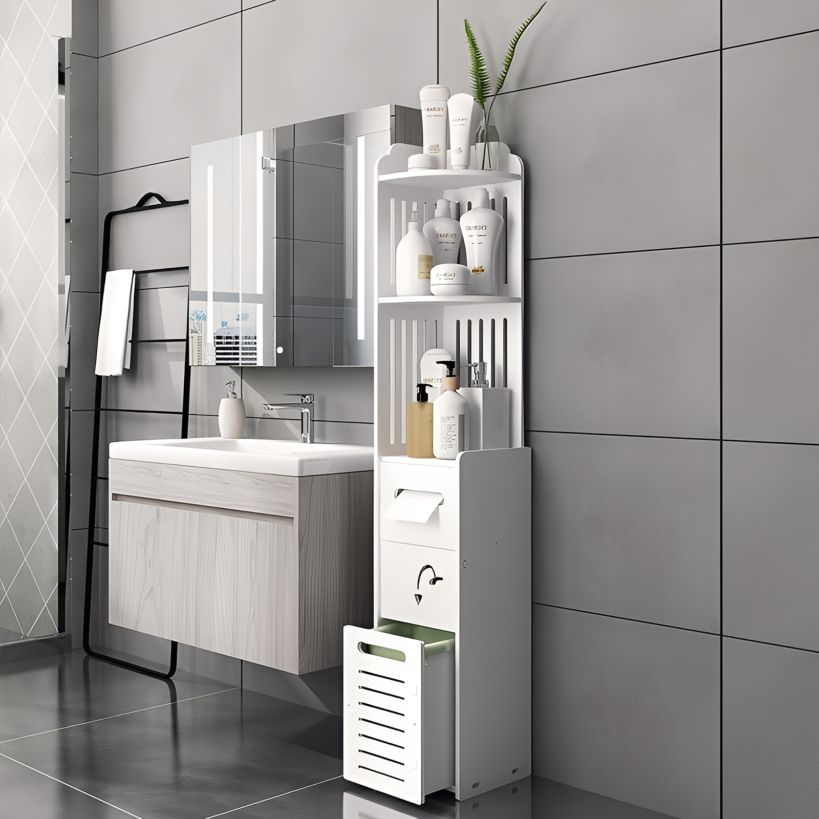 Space-Saving Bathroom Cabinet, - đánh giá và giá Toilet Paper Holder