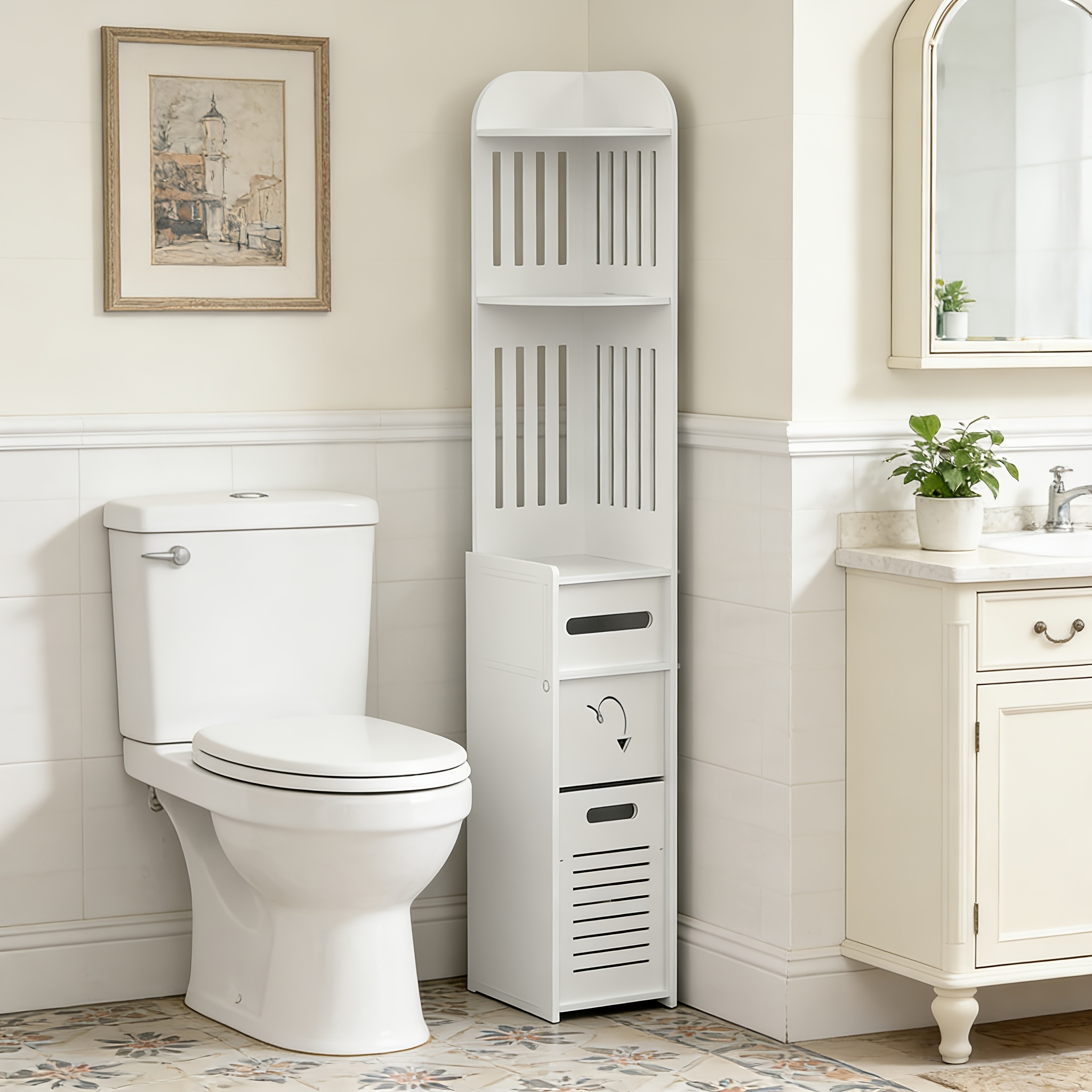 Space-Saving Bathroom Cabinet, - đánh giá và giá Toilet Paper Holder