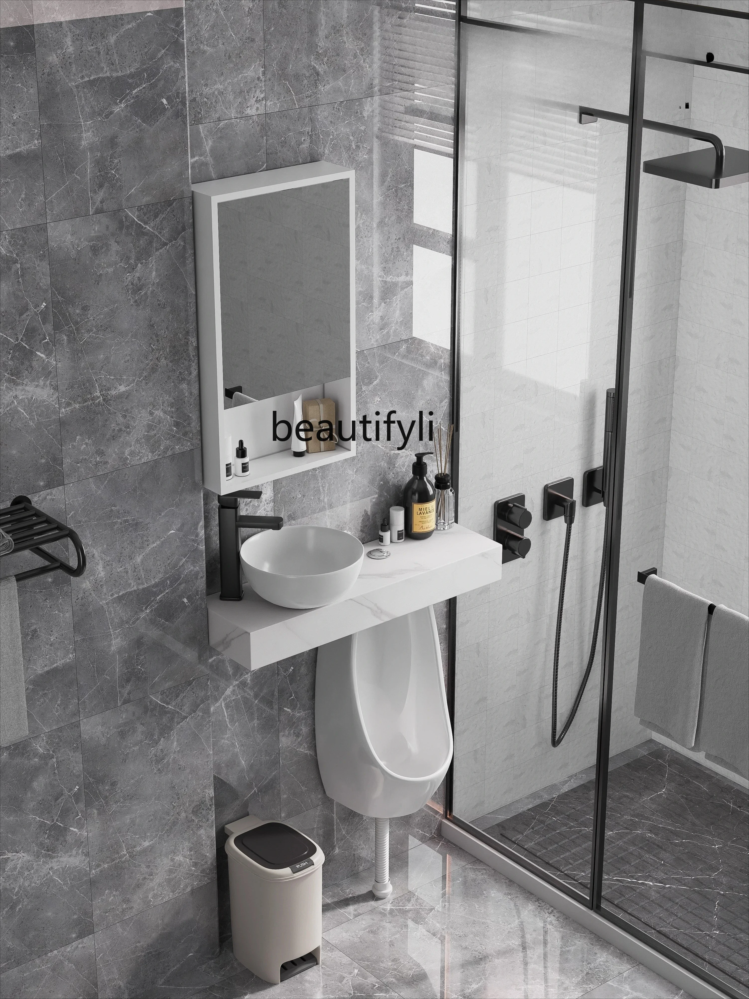 Urinal rock slab countertop in - đánh giá và giá Home Bathroom With Urinal