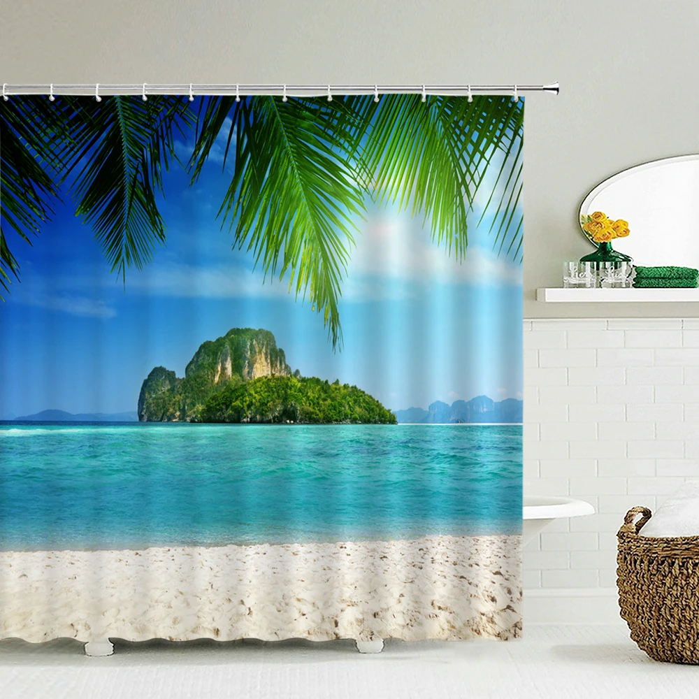 Seascape Beach Shower Curtains - đánh giá và giá Shower Curtain Liner