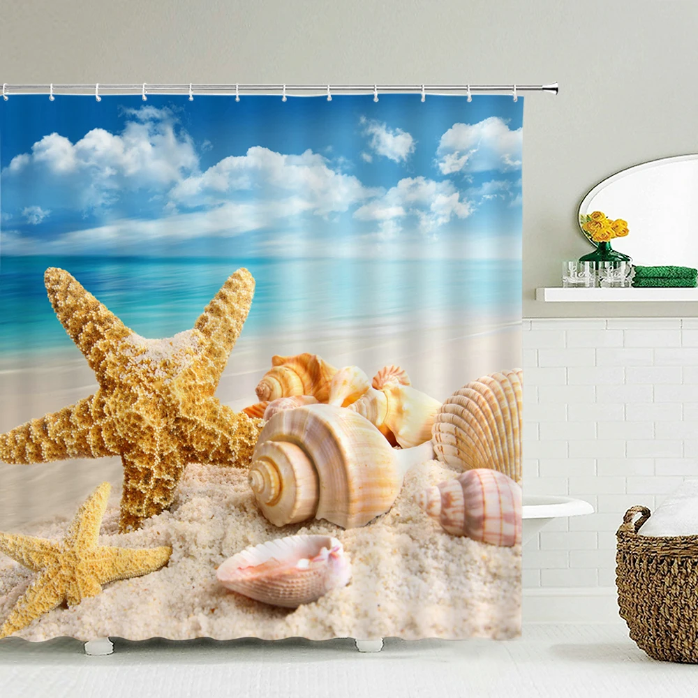 Seascape Beach Shower Curtains - đánh giá và giá Shower Curtain Liner