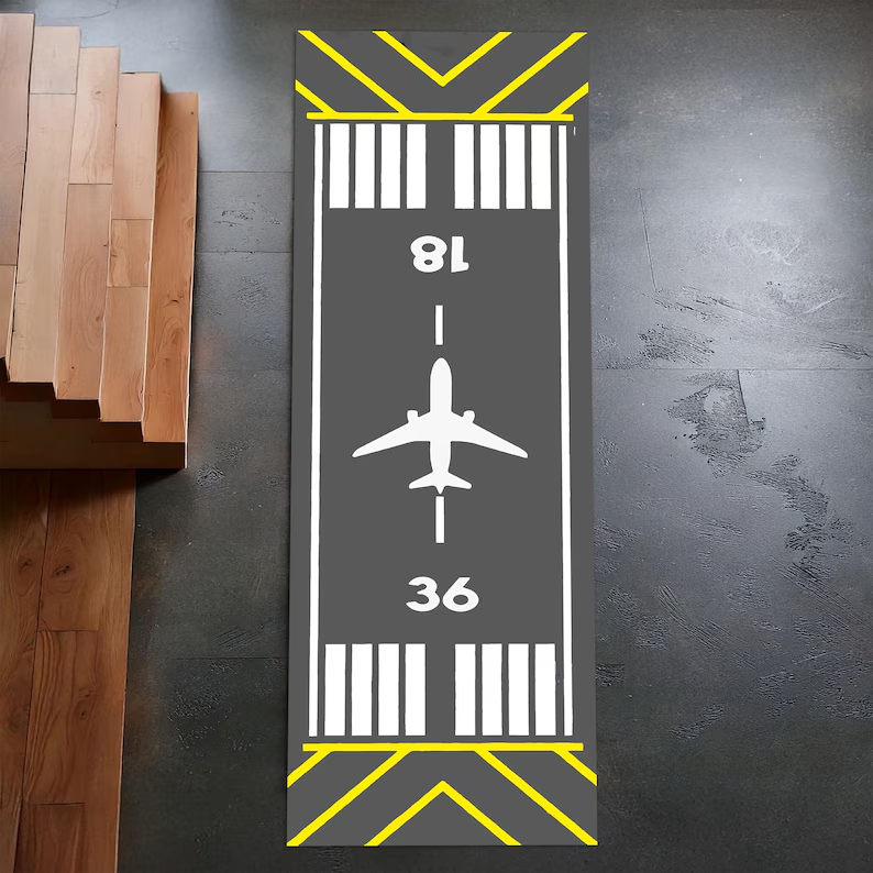 Gray Runway Airplane Rug Pilot - đánh giá và giá Jet Home Bathroom