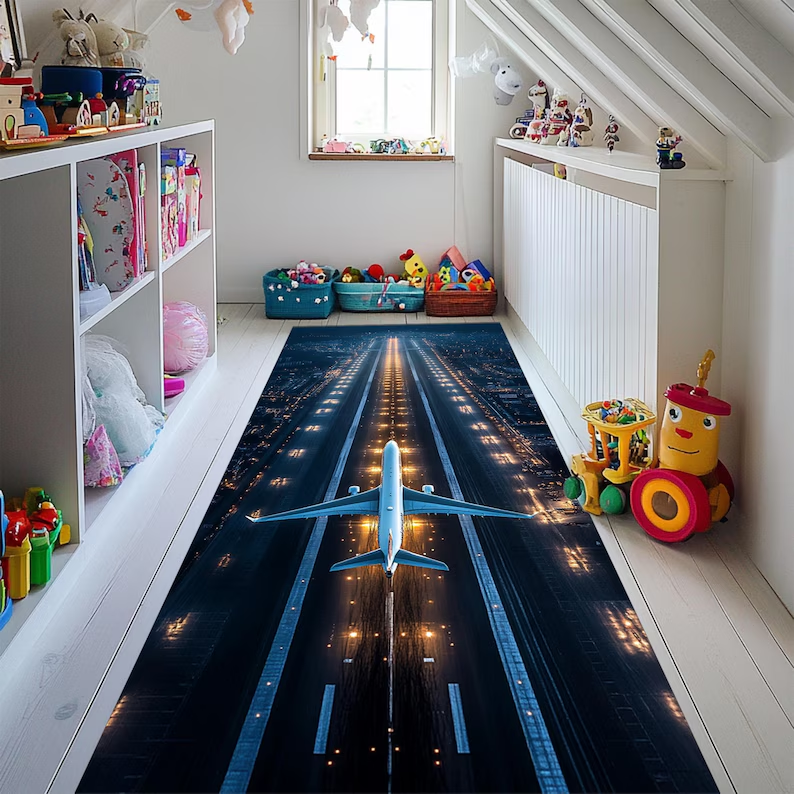 Gray Runway Airplane Rug Pilot - đánh giá và giá Jet Home Bathroom