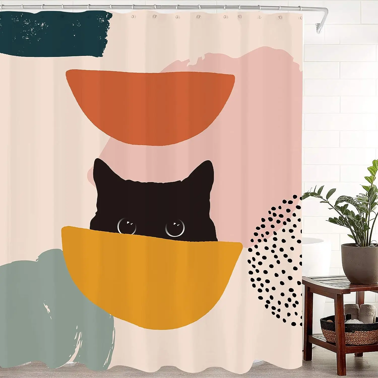 Abstract Cat Simple Bathroom S - đánh giá và giá Shower Curtain Liner