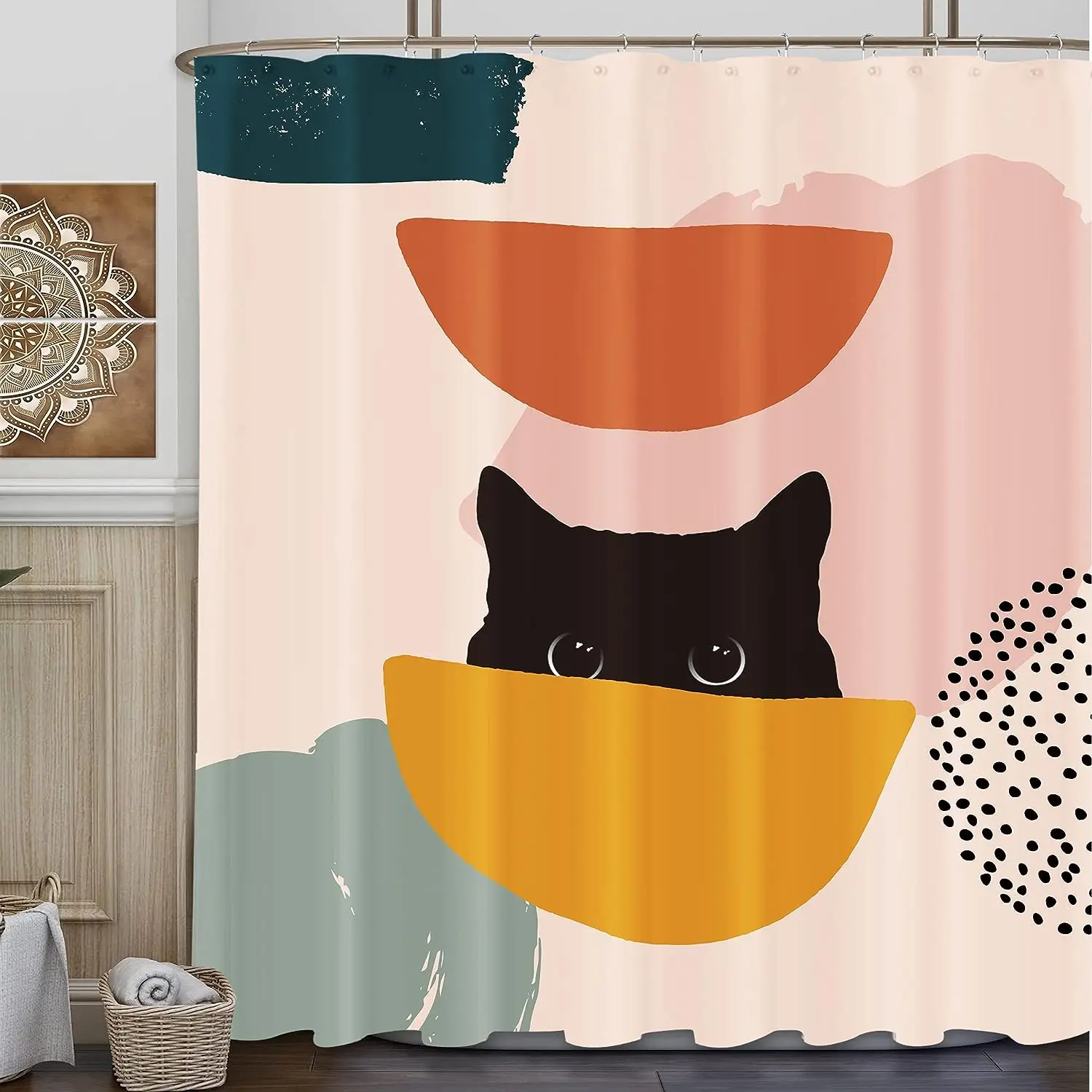 Abstract Cat Simple Bathroom S - đánh giá và giá Shower Curtain Liner