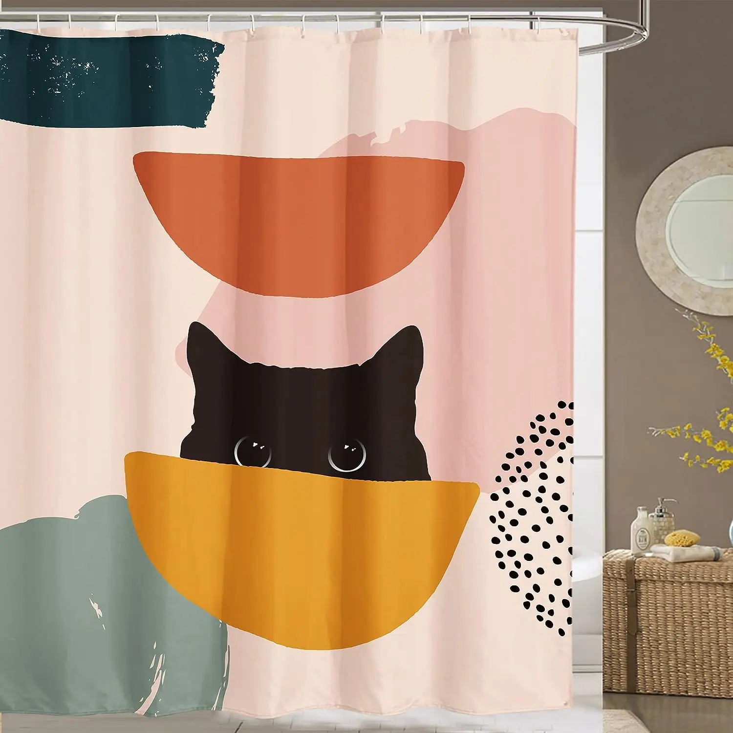 Abstract Cat Simple Bathroom S - đánh giá và giá Shower Curtain Liner