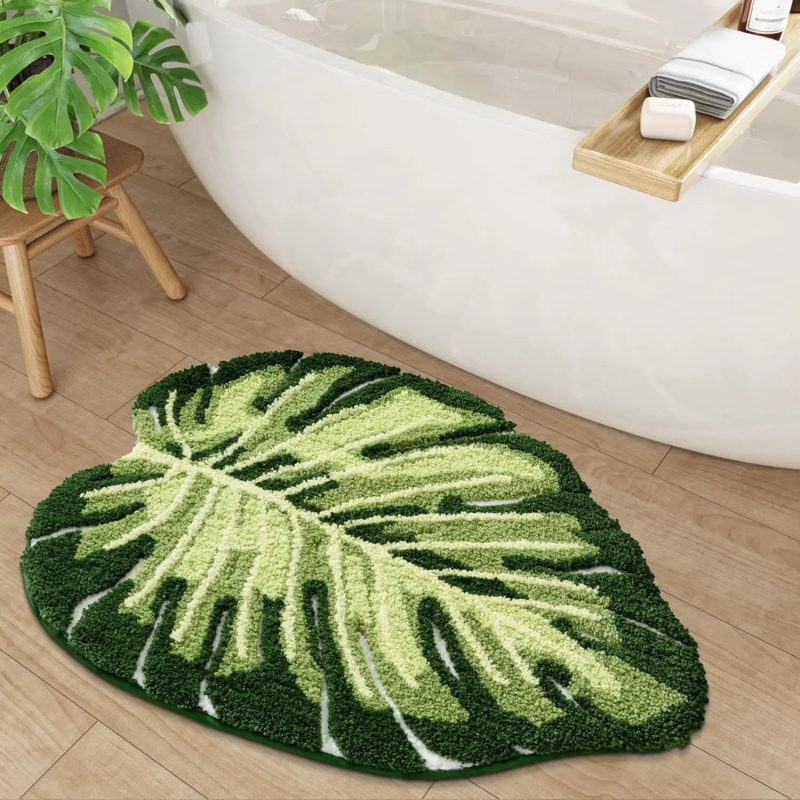 VIKAMA Small Fresh Green Leaf  - đánh giá và giá Zara Home Bathroom Mat