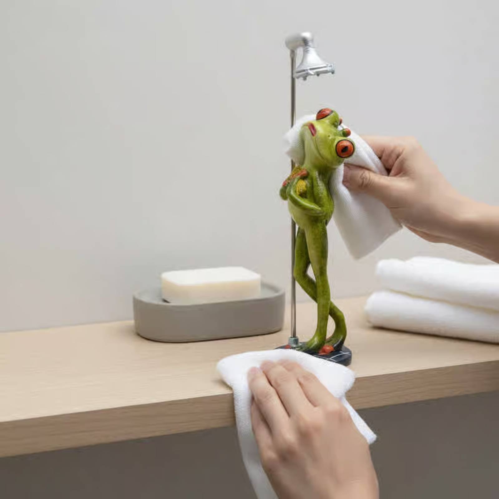 Showering Frog Figurine Novelt - đánh giá và giá Home For Bathroom