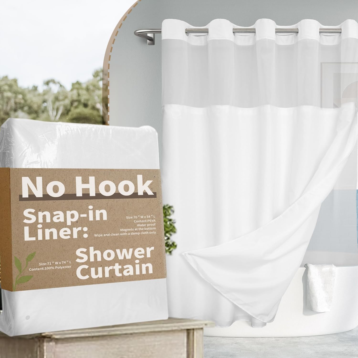 No Hook Slub Textured Shower C - đánh giá và giá Shower Curtain Liner
