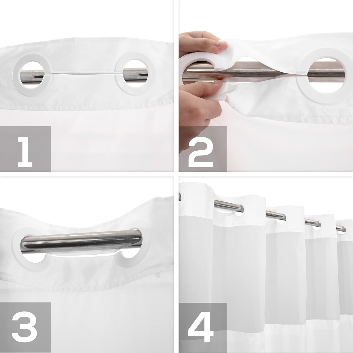 No Hook Slub Textured Shower C - đánh giá và giá Shower Curtain Liner