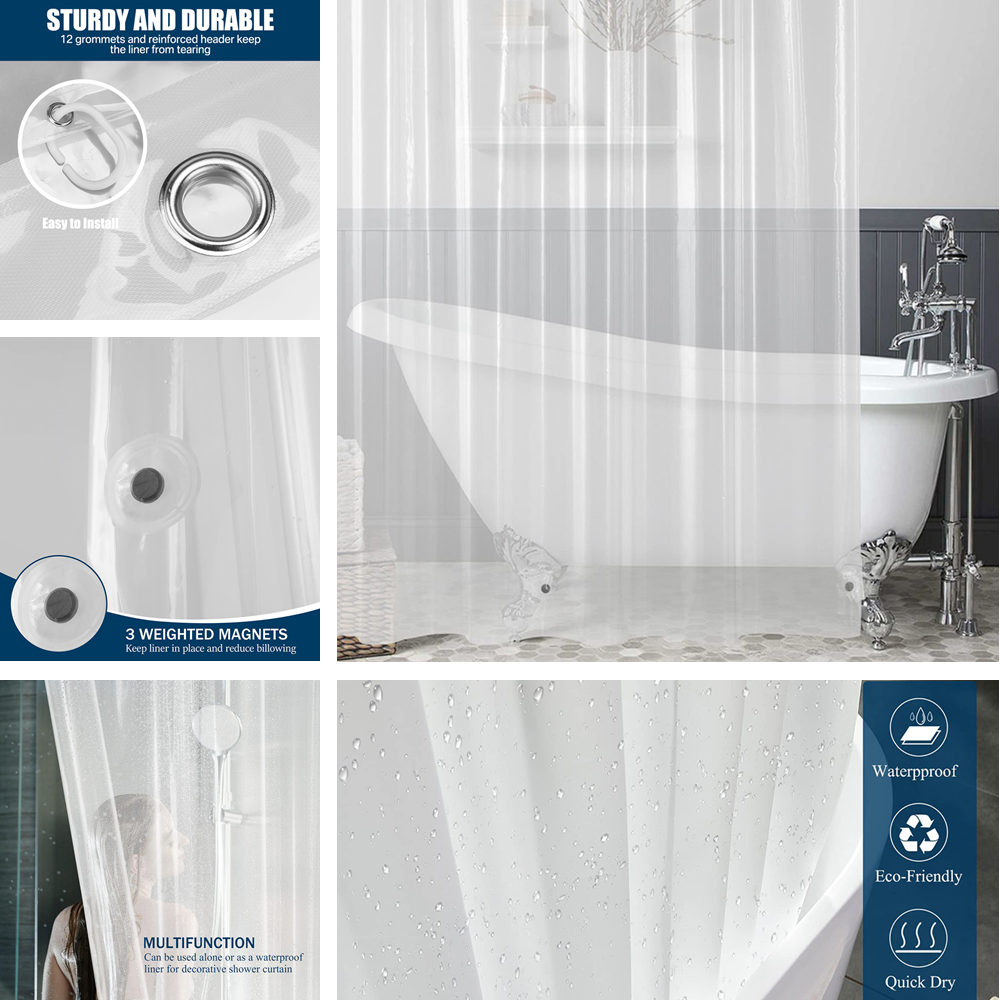 PEVA Shower Curtain Waterproof - đánh giá và giá Shower Curtain Liner