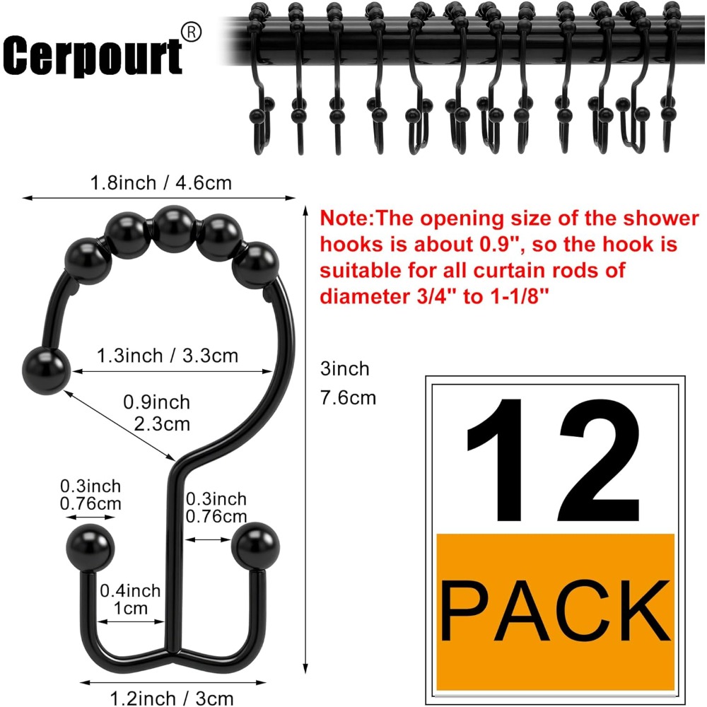 Shower Curtain Hooks, 12 Pcs R - đánh giá và giá Shower Curtain Liner